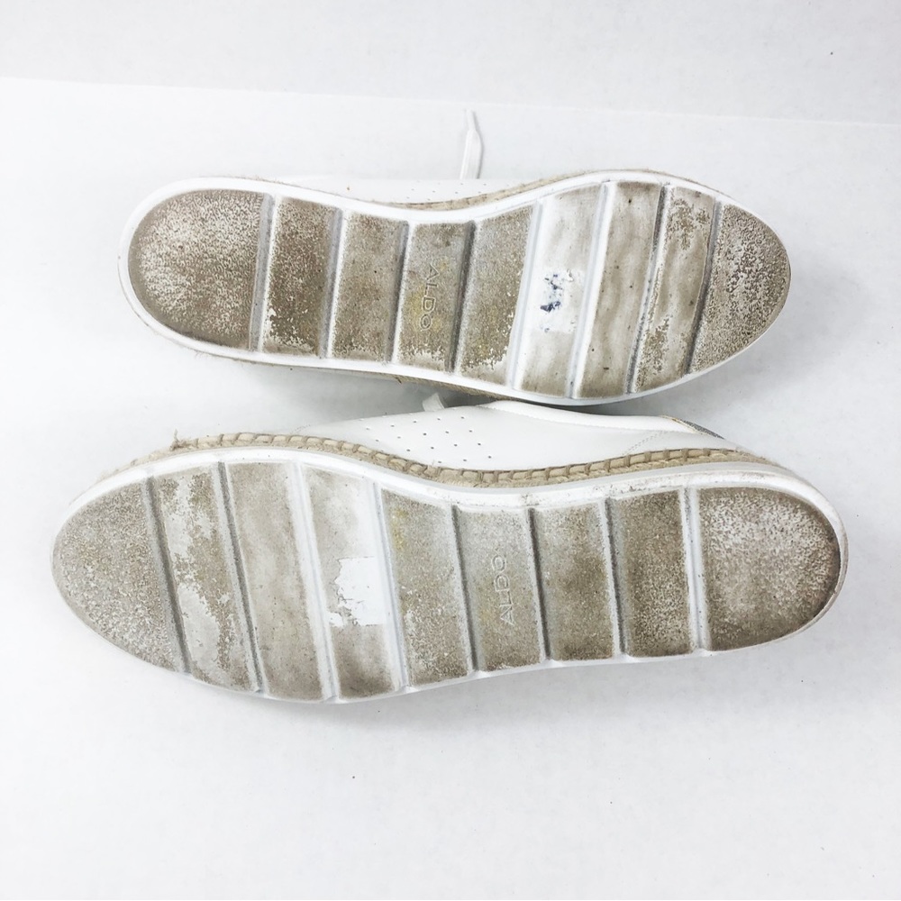 Aldo Espadrille Jute Lace Up Sneaker | White Silver | Size 10 - Picture 9 of 9